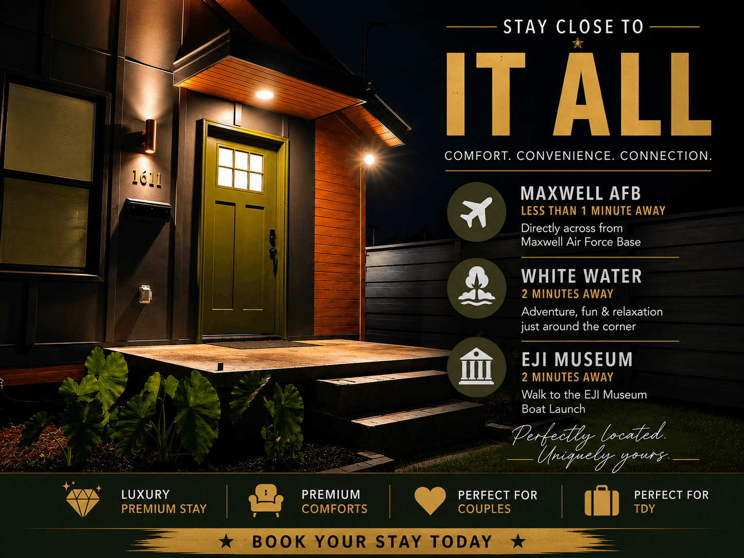 Luxury Spa Shower • Premium Comforts • Maxwell AFB